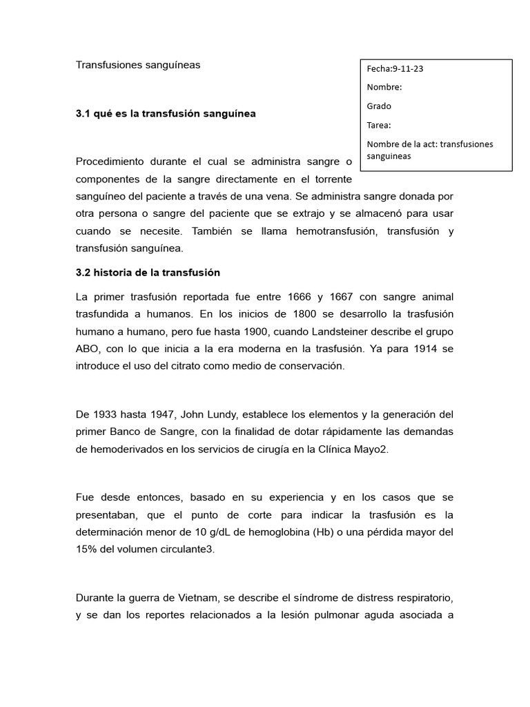 Hemovigilancia en Transfusiones Sanguíneas | PDF | Relaciones ...