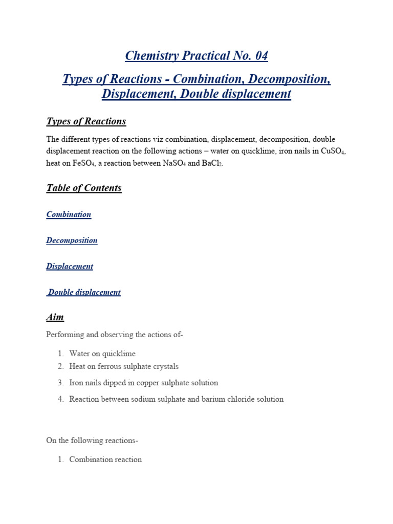 Chemistry Practical No 04 | PDF
