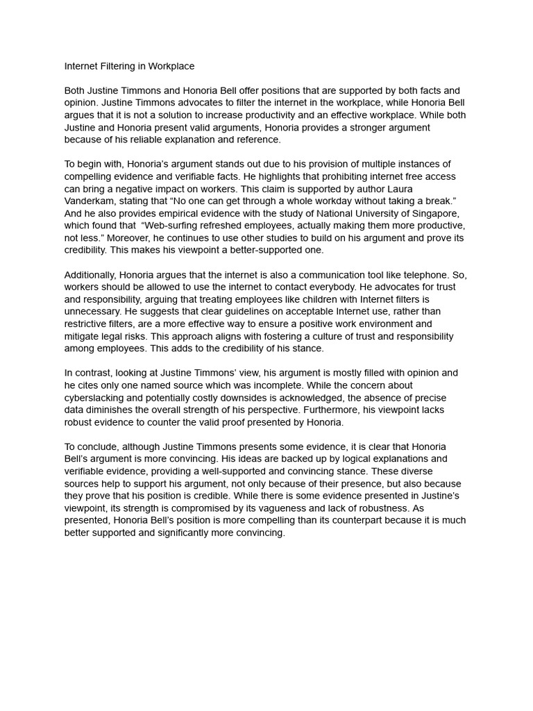 Internet filtering in workplace 1 pdf argument internet