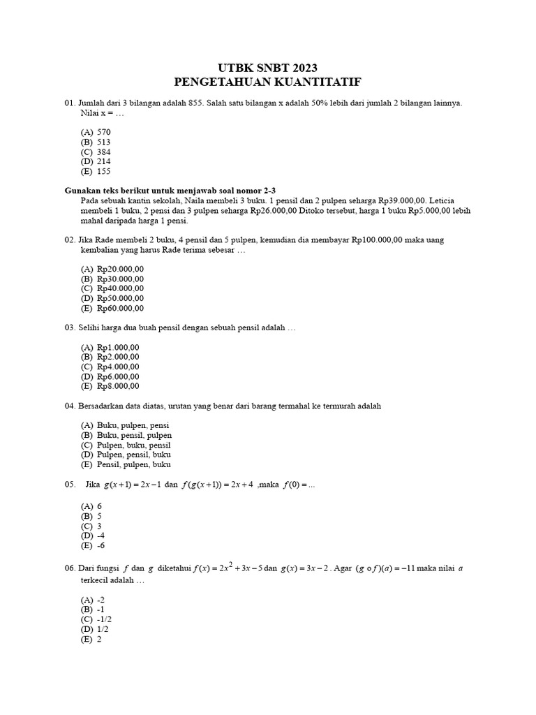 Soal Pm Utbk 2023