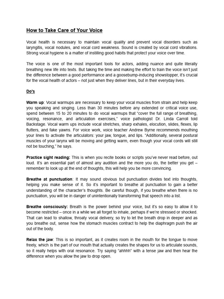 How To Take Care Of Your Voice Pdf