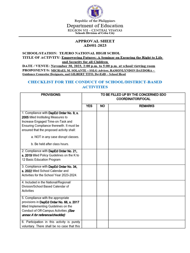 Activity Design Template