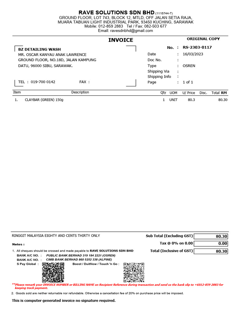 Rave Solutions Invoice Format | PDF