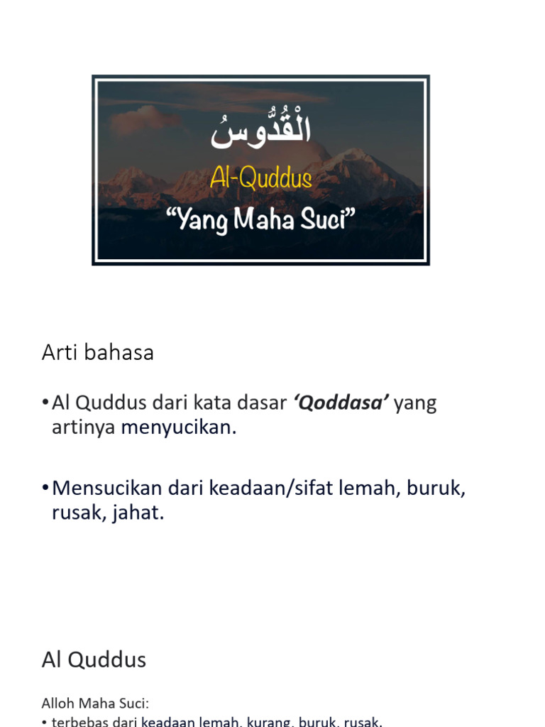 Arti dan Makna Al Quddus dalam Islam | PDF