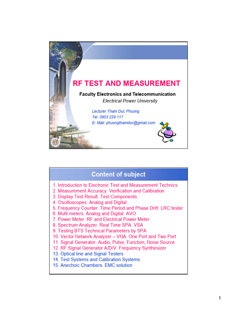 RF Test and Measurement: Content of Subject | PDF
