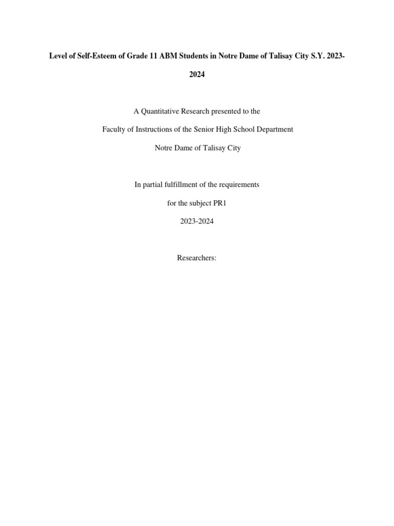 The Level of Self Esteem | PDF