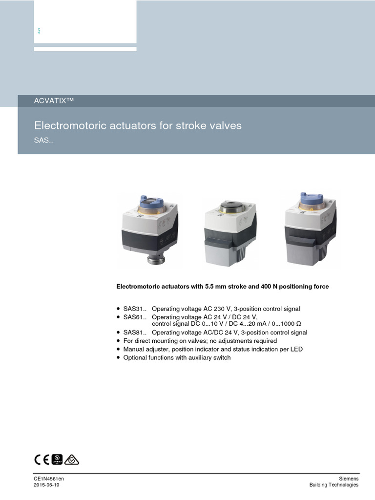 Siemens - Electromotoric Actuators SAS 31xx-61xx-81xx - Technical Data ...