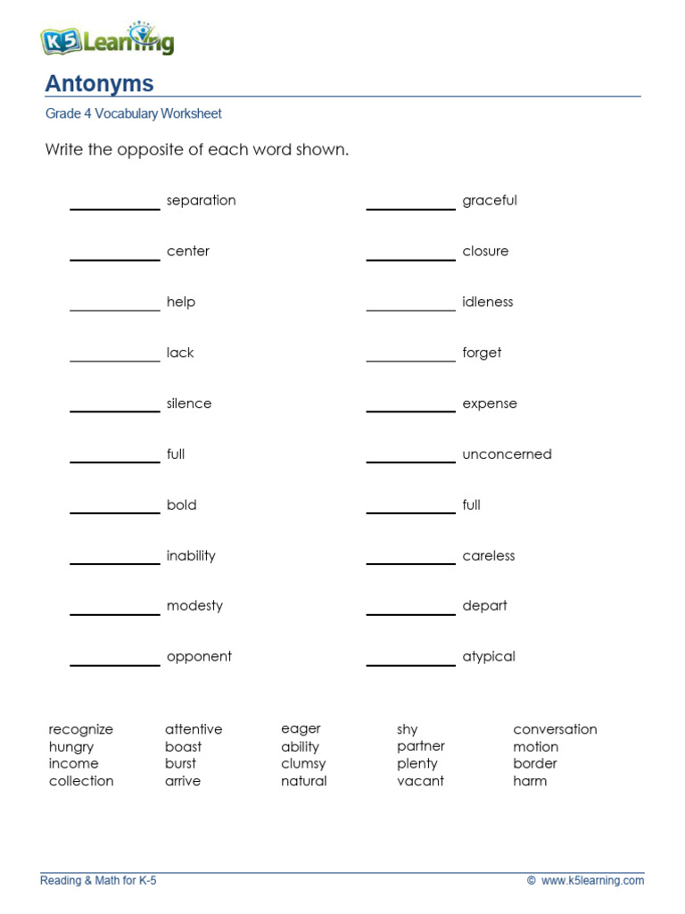 4th-grade-antonyms-1 | PDF