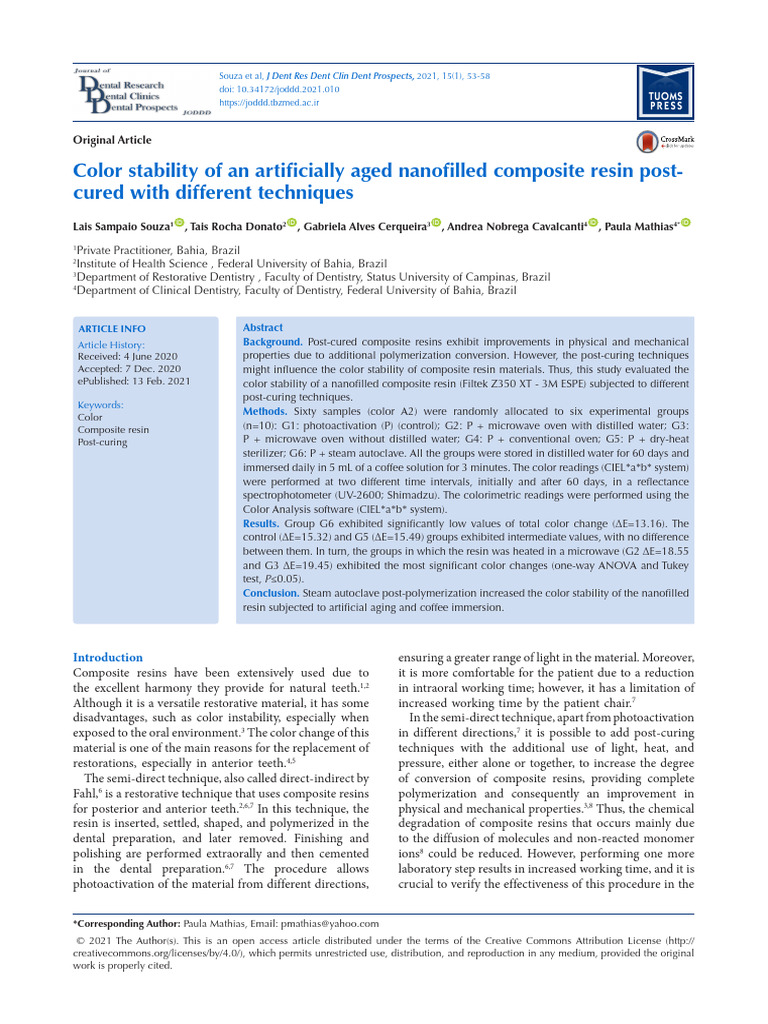 6 Color Stability of An Artificially Aged Nanofilled Composite Resin