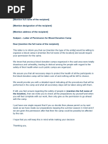 Blood Donation Camp Permission Letter Template - 3