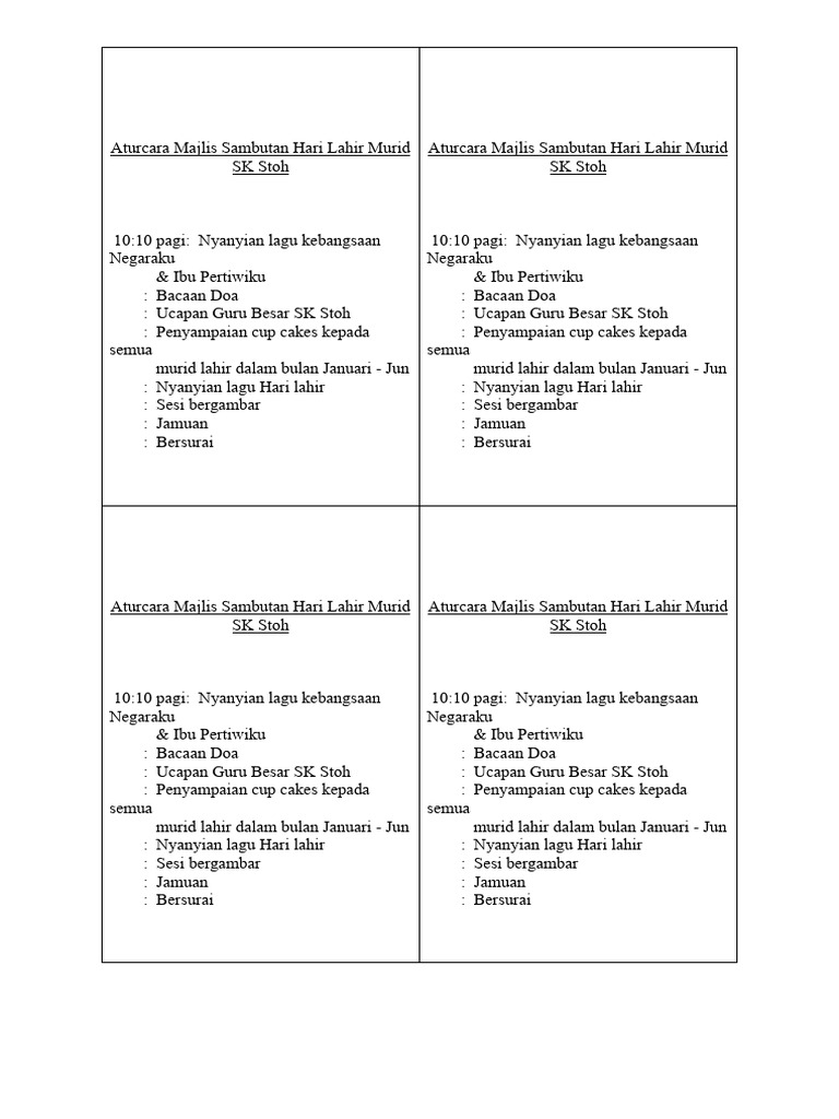 Buku Program Hari Lahir | PDF