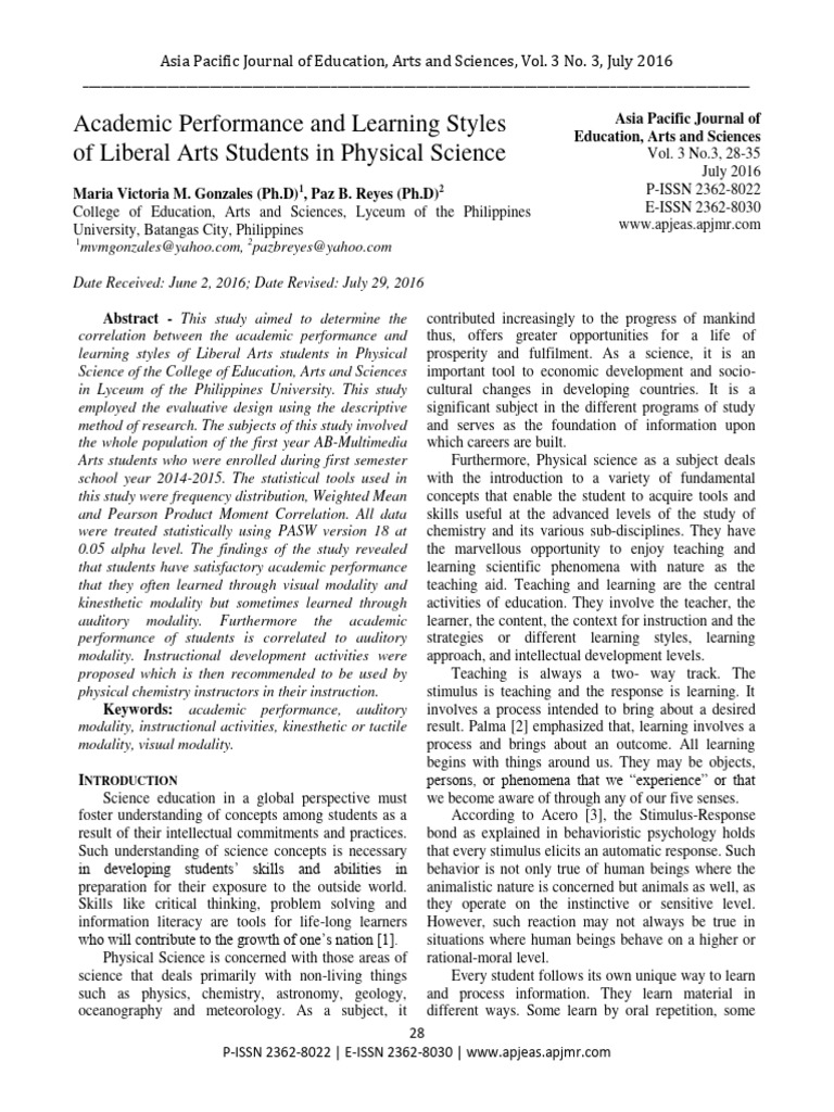 Academic Performance and Learning Styles | PDF