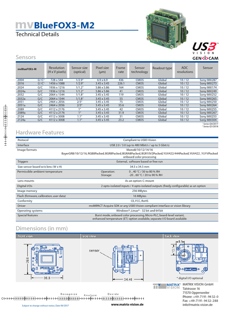 mvBlueFOX3-M2 Technical Details 2017-06 | PDF | Operating System ...