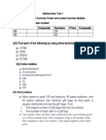 Mathematics Test 1