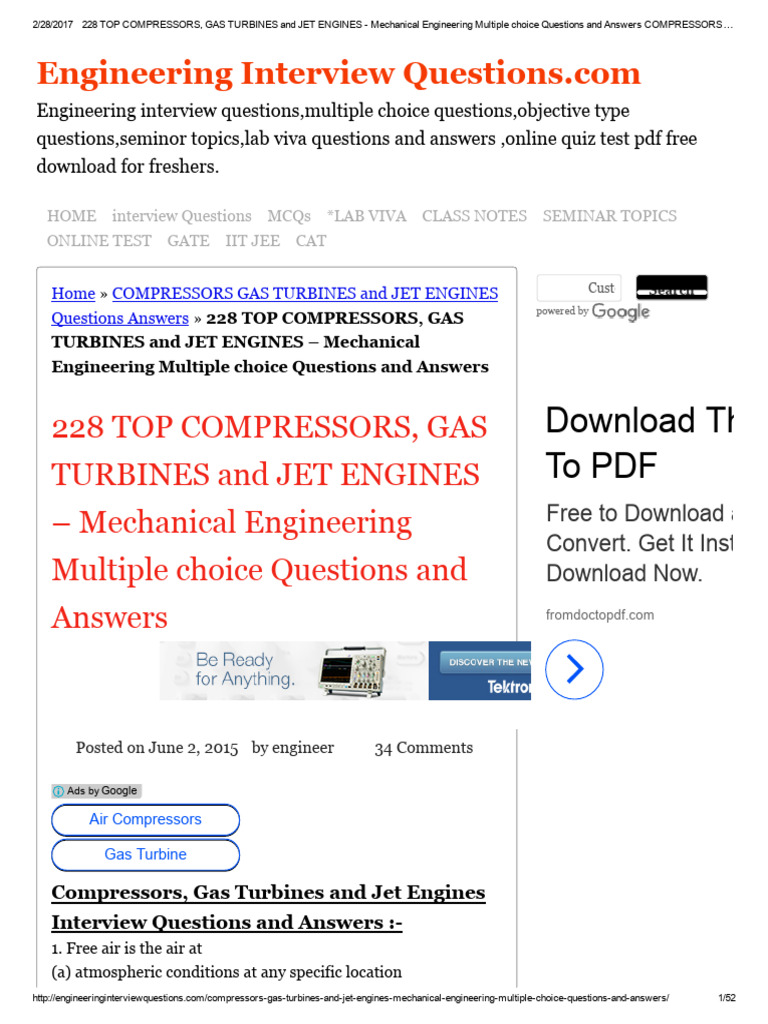 228 Top Compressors, Gas Turbines and Jet Engines Mechanical