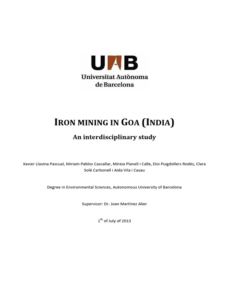 Iron Ore Mining in Goa | PDF