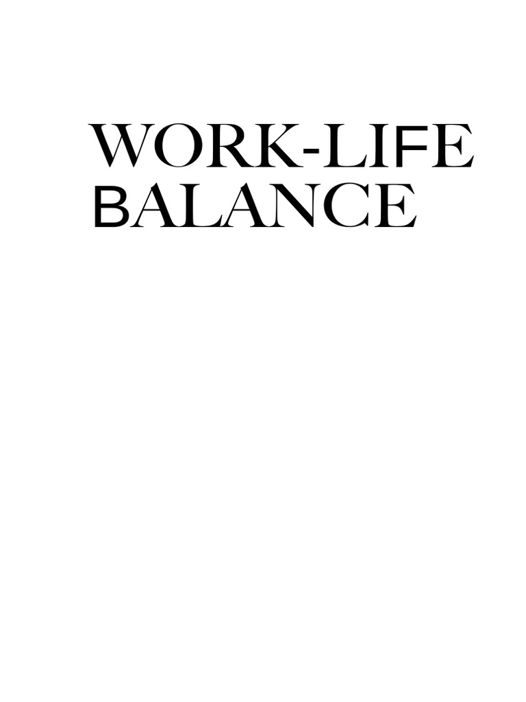 Work-Life Balance | PDF