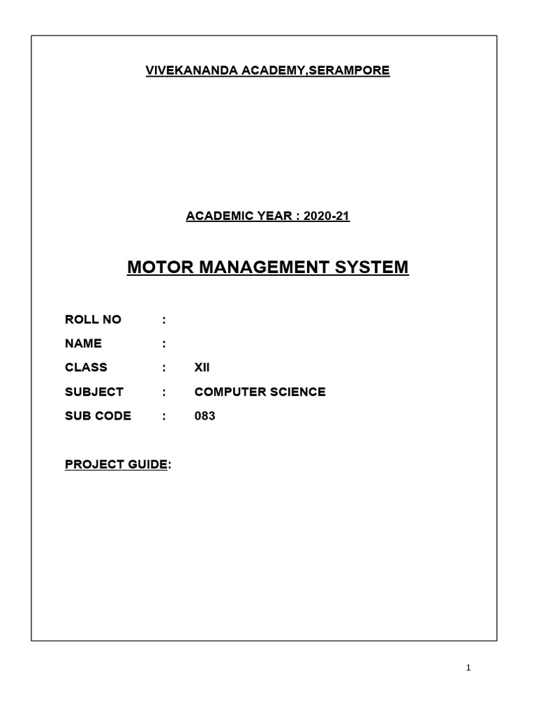 Motor Management System. PRJ | PDF