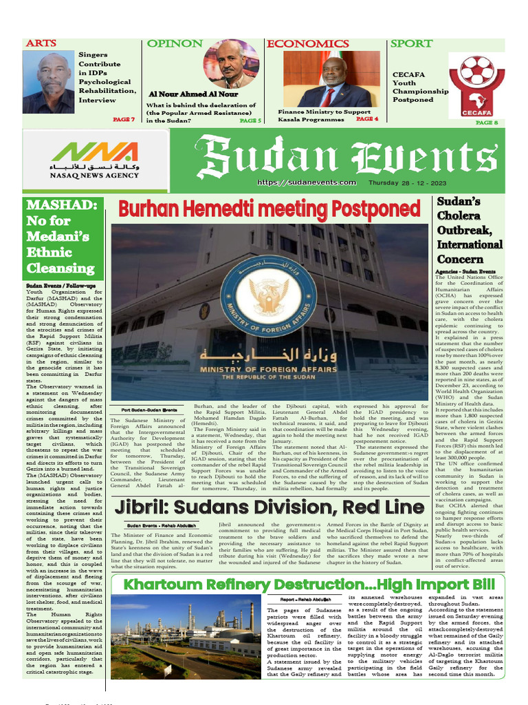 Sudan Events 28 Dec 2023 Thursday | PDF | Gaza Strip | Sudan