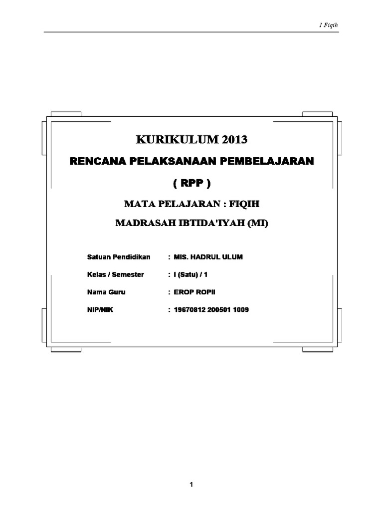 RPP Fiqih 1&4 | PDF