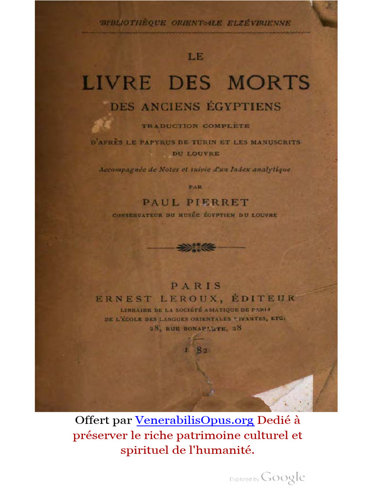 Le Livre Des Morts Des Anciens Egyptiens PDF