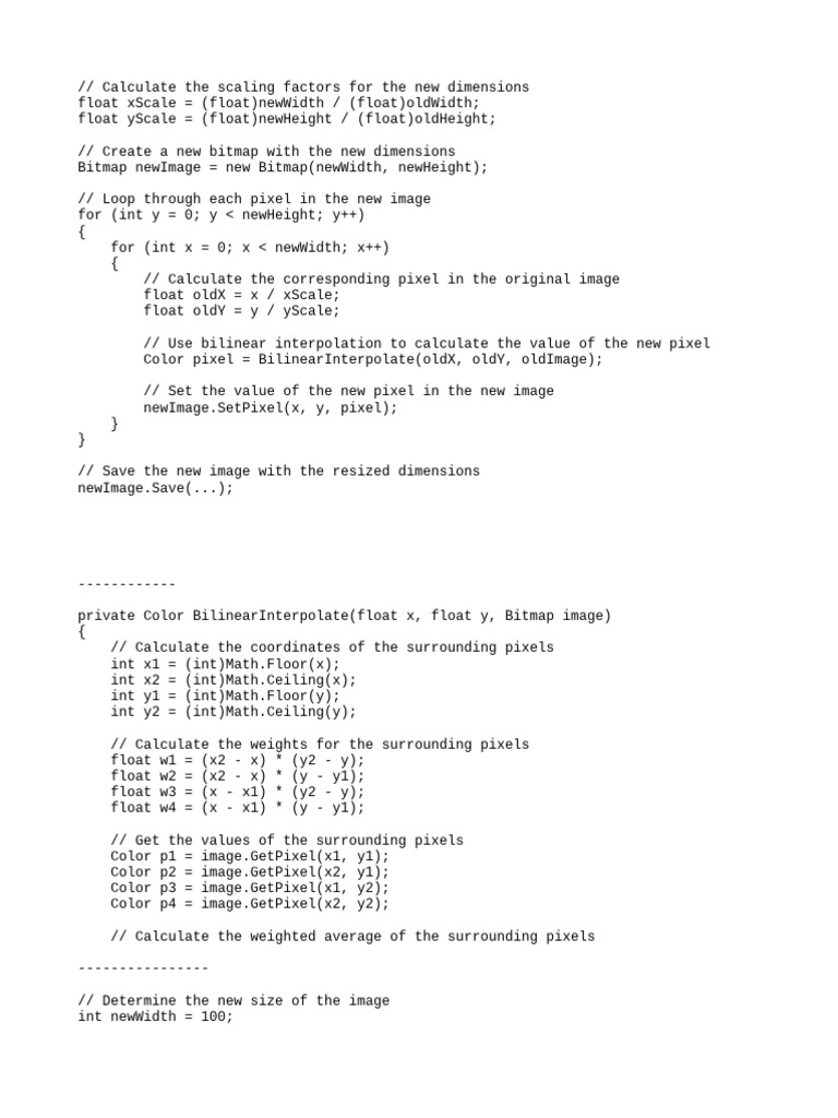 Bilinear Interpolation Image Resize | PDF | Algorithms And Data ...
