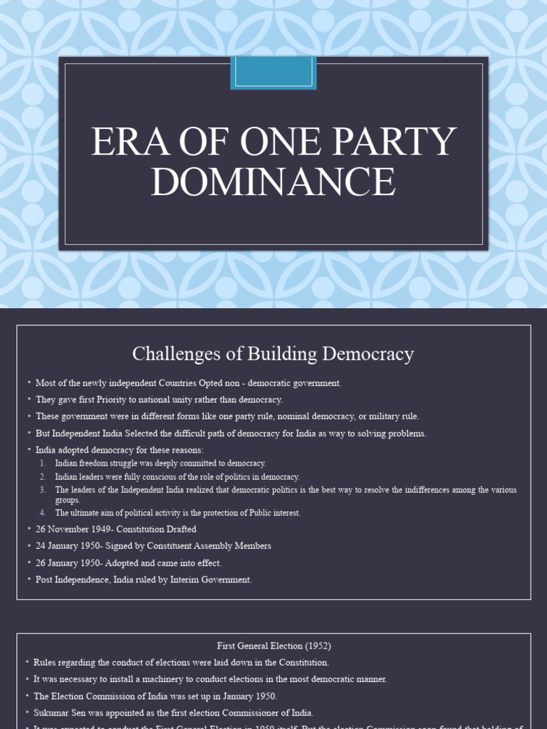 Era of One-Party Dominance in India | PDF | Elections | Democracy