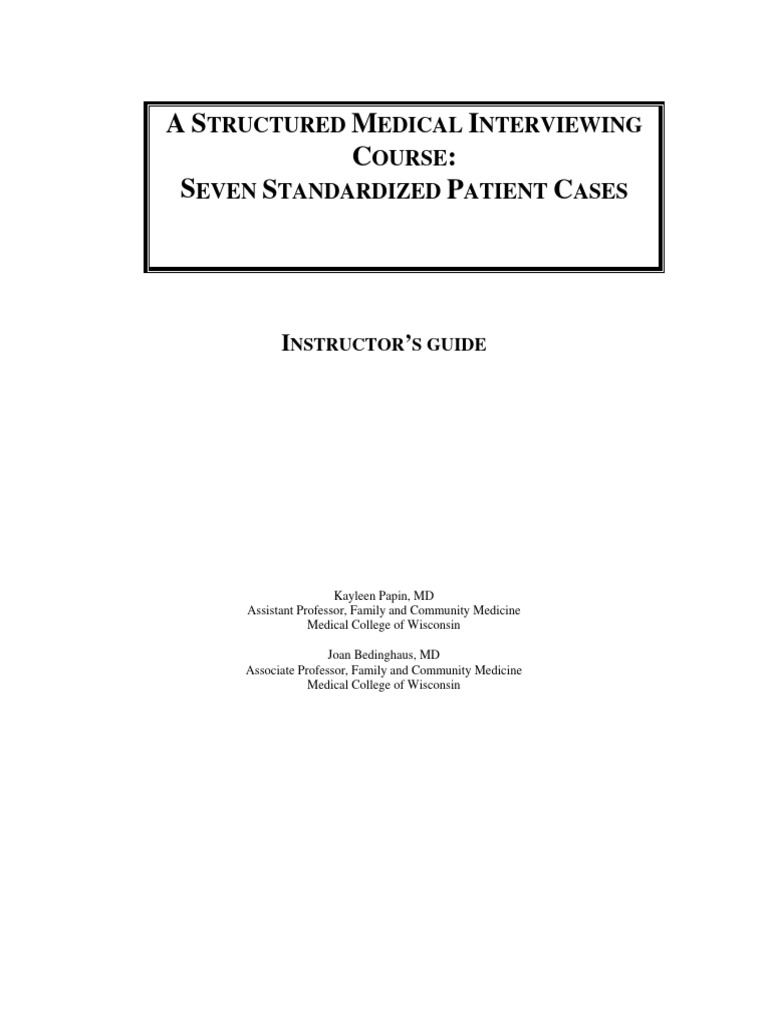 A Structured Medical Interviewing Course PDF