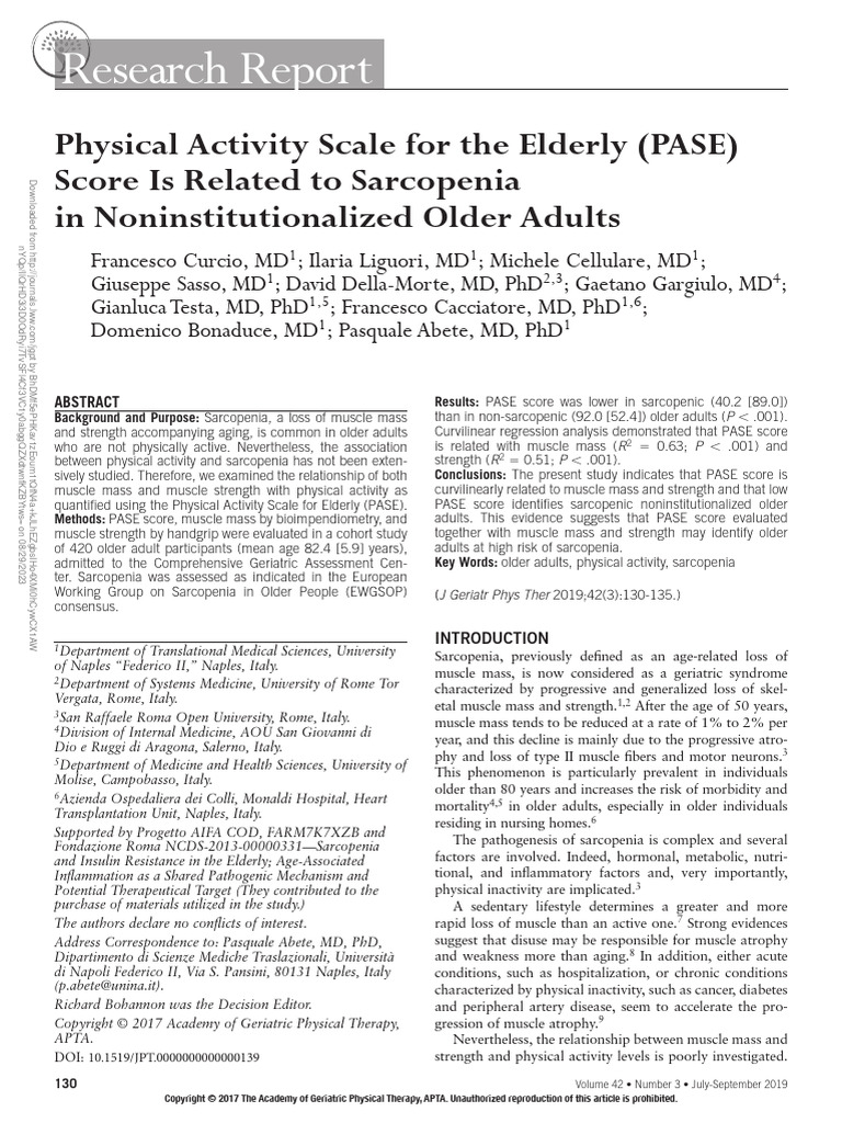 Physical Activity Scale For The Elderly Pase .4 | PDF | Body Mass Index ...