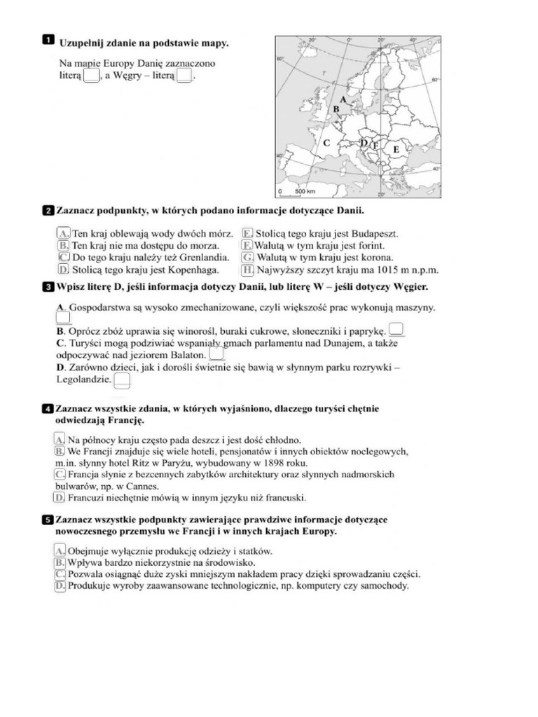 Gospodarka Polski Sprawdzian Nowa Era Gospodarka Europy - Test | PDF