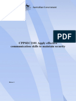 CPPSEC2101 Apply Effective Communication Skills To Maintain Security