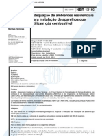 NBR 13103 - Adequacao de Ambientes Residenciais Para Instalacao de Aparelhos Que Utilizam Gas Combustivel