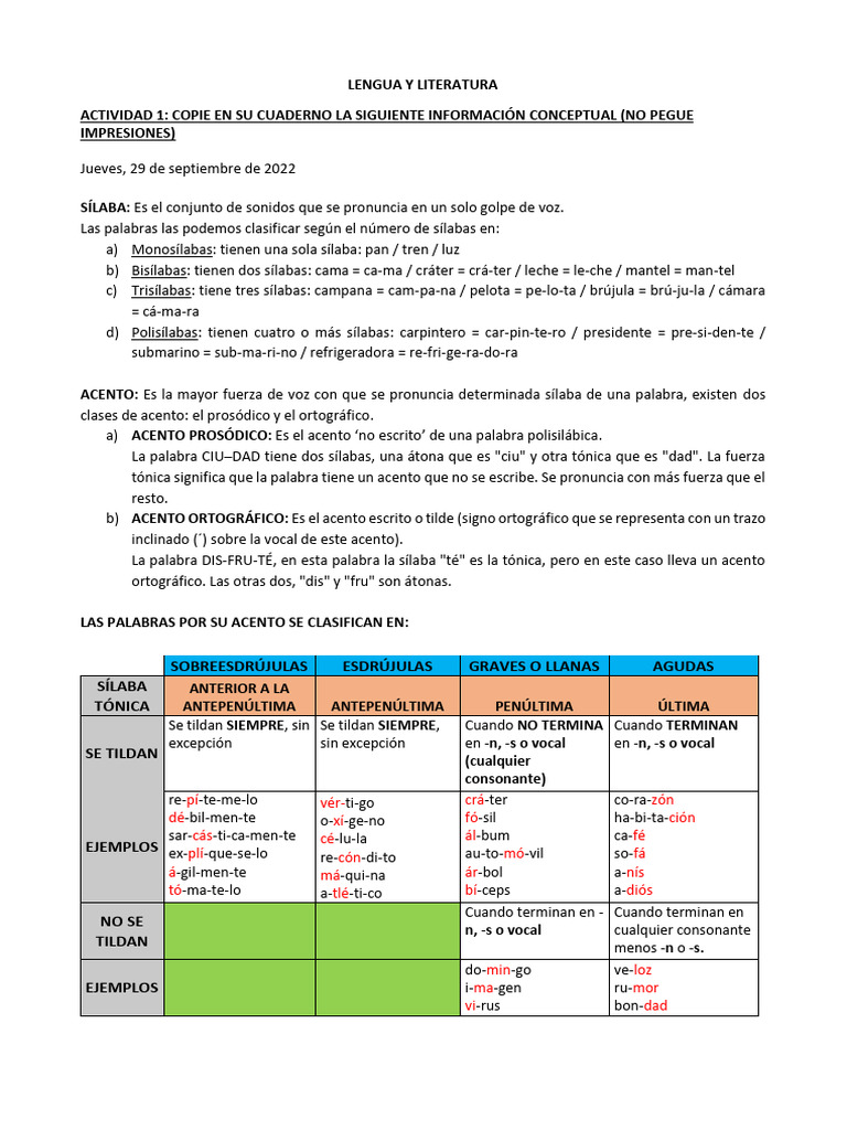 Ficha de Actividades 29-09 | PDF | Artes del Lenguaje y Comunicación ...
