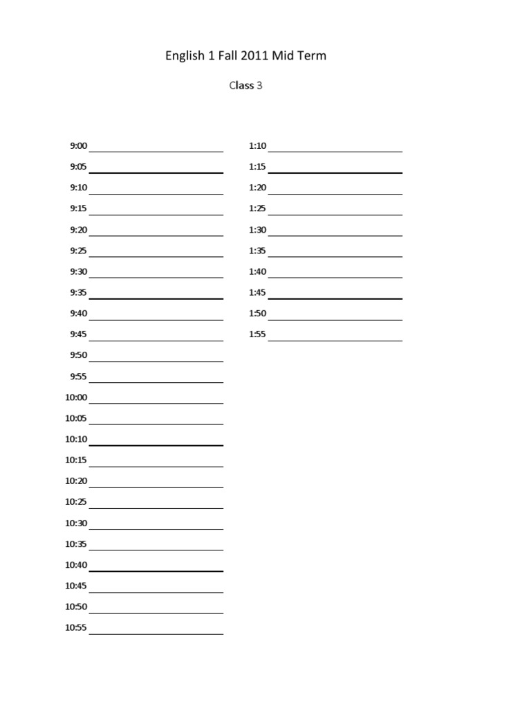 English 1 Fall 2011 Mid Term: Class 3 | PDF