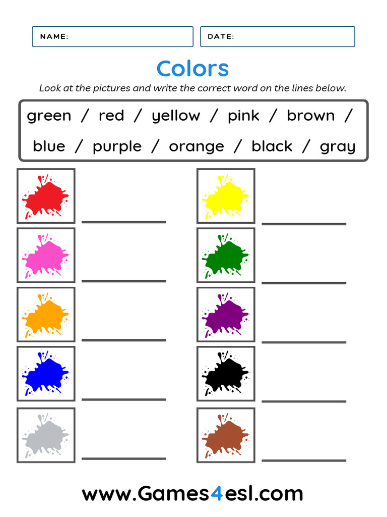 Colors Worksheet for Grade 1 | PDF | Games & Activities