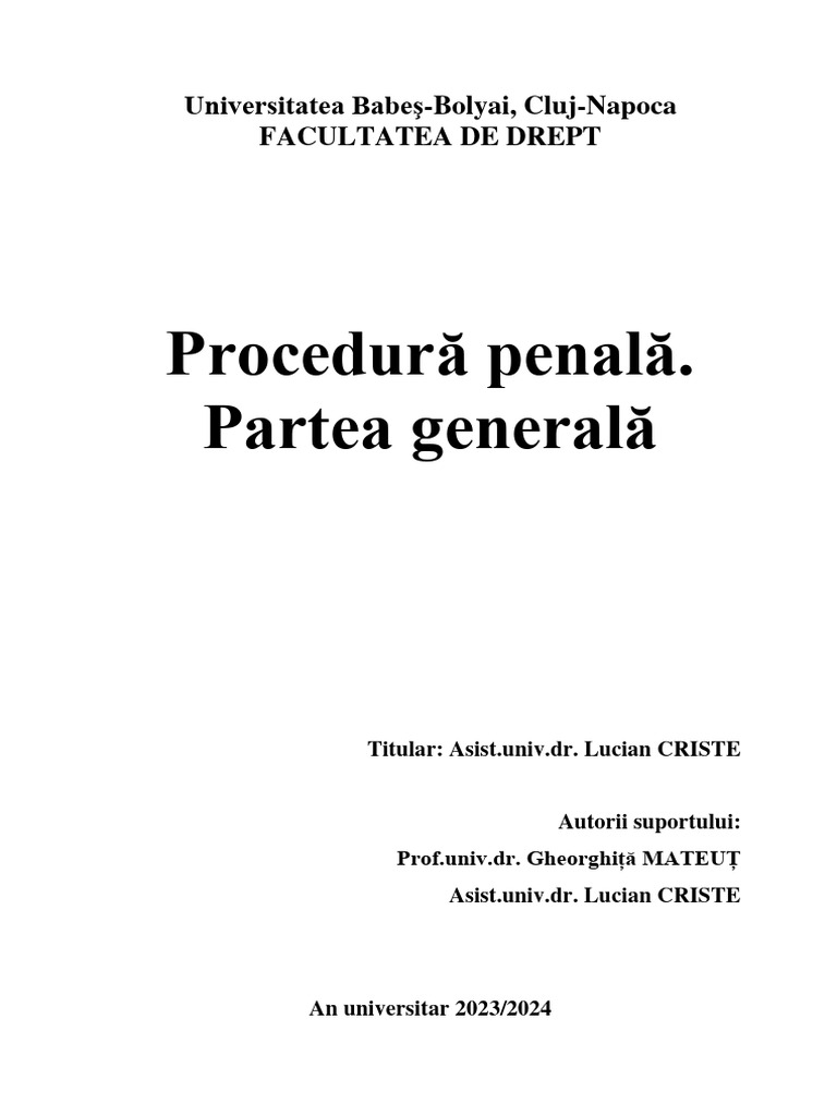 Procedura Penala Partea Generala | PDF
