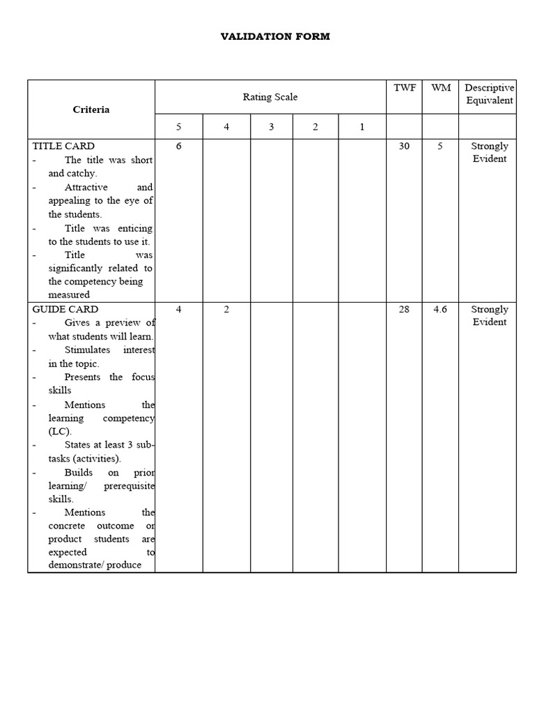 Validation Form | PDF