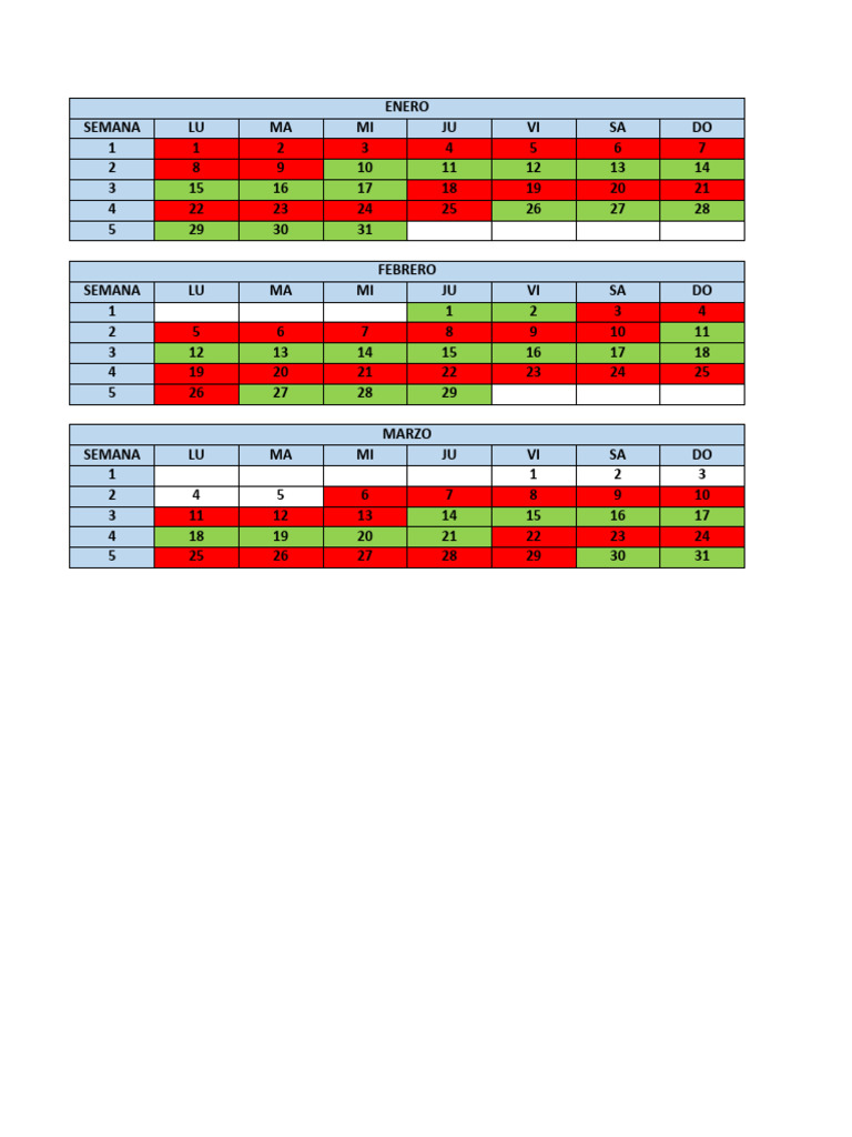 Calendario Turno 2024 PDF