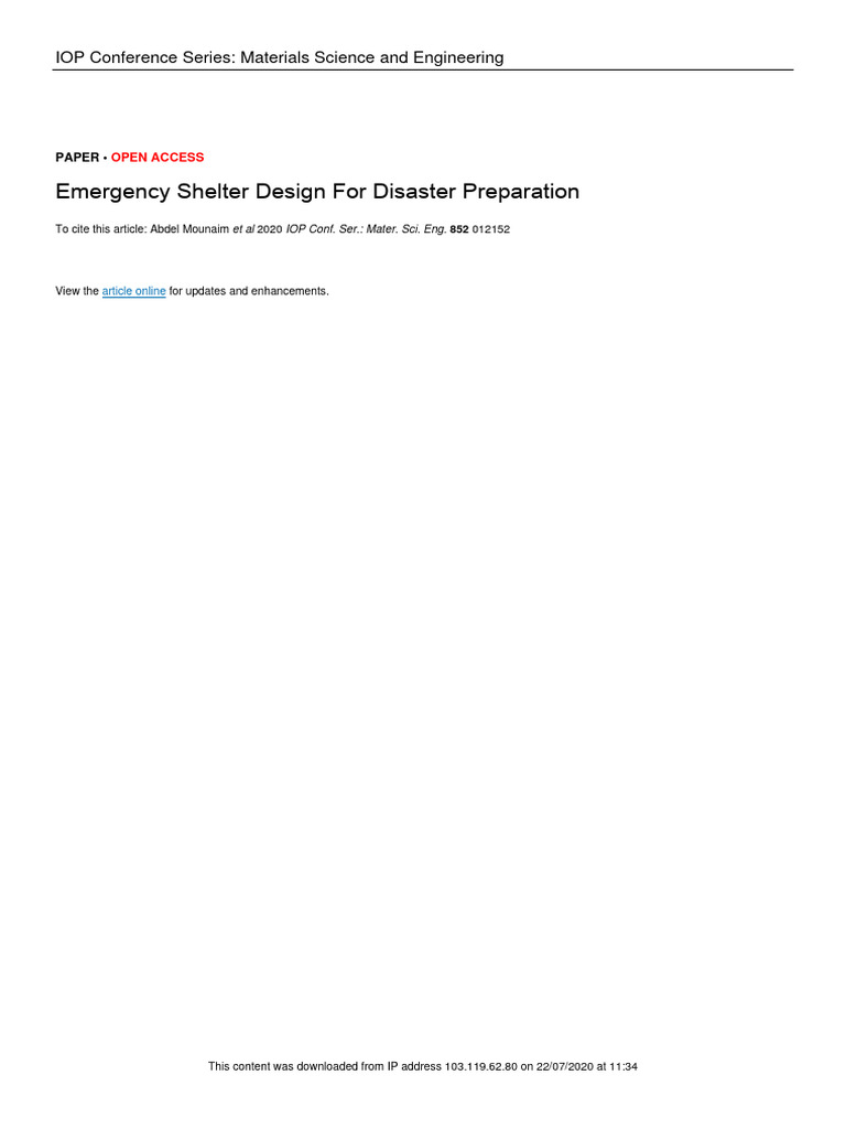 Emergency Shelter Design for Disasters | PDF | Emergency | Privacy