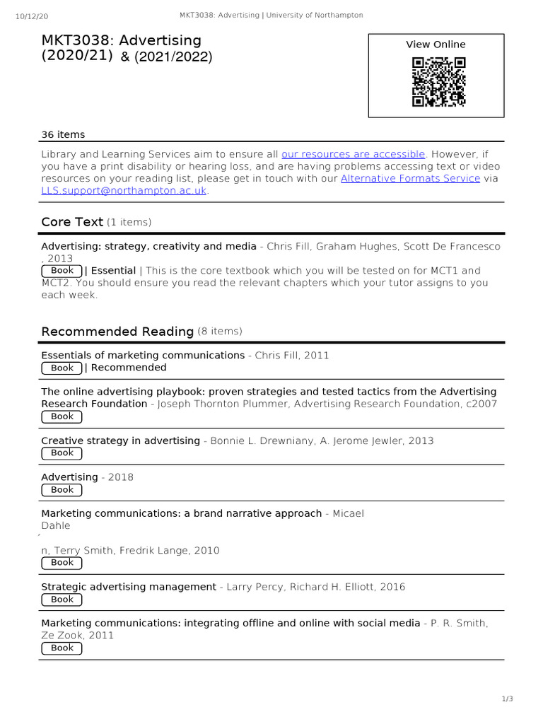 Advertising Course Reading List | PDF | Advertising | News
