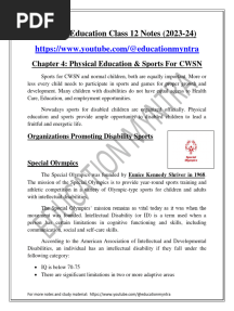 Physical Education Class 12 Chapter 4 Notes