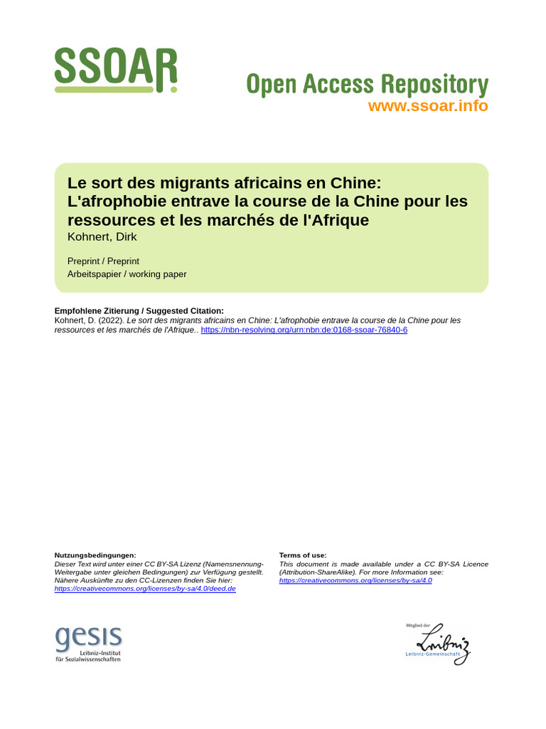 Ssoar-2022-Kohnert-Le Sort Des Migrants Africains | PDF
