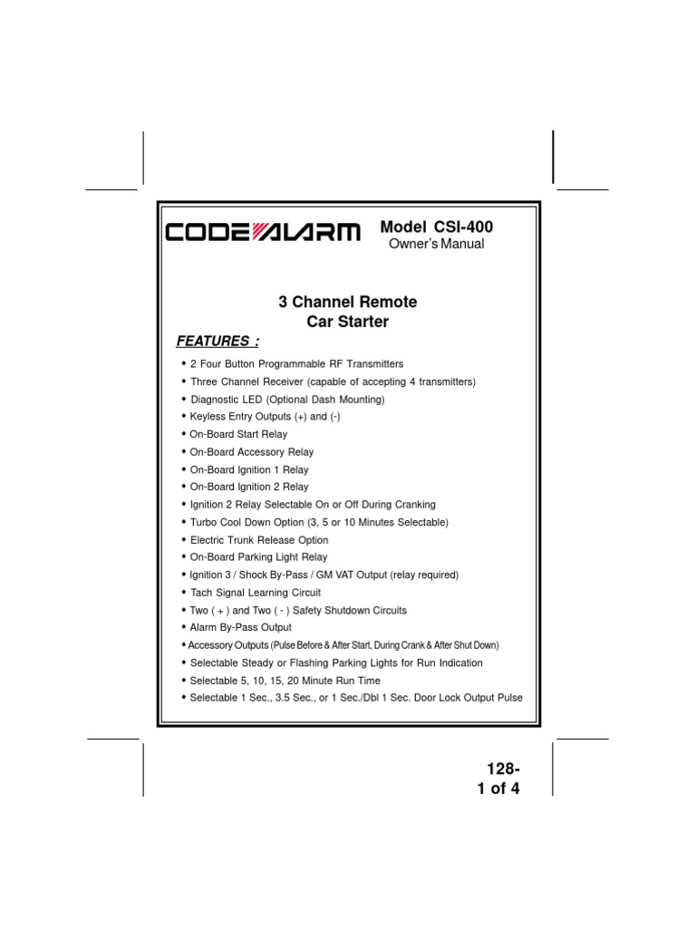 CSI400 - Owner's Manual | PDF