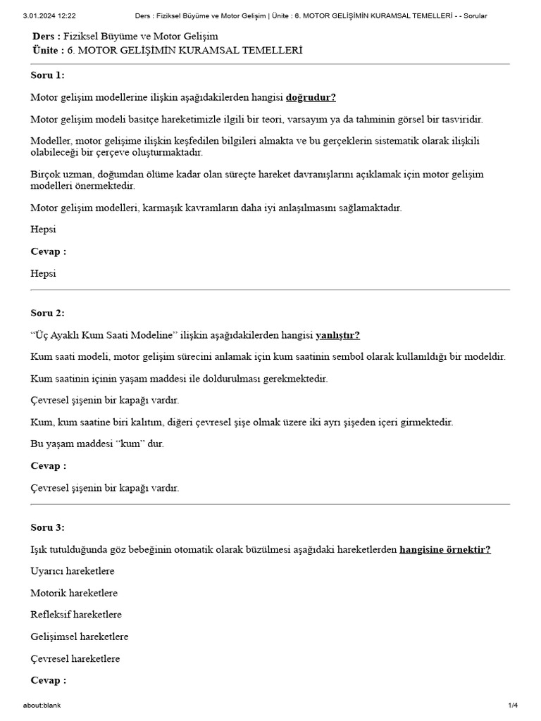 Ders Fiziksel Bﾃｼyﾃｼme Ve Motor Geliﾅ殃m ﾃ從ite 6 Motor Gelﾄｰﾅ榮ｰmﾄｰn