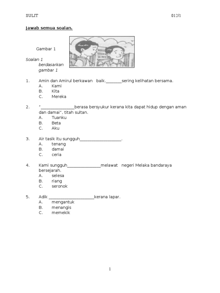 Sulit 012/1: Jawab semua soalan