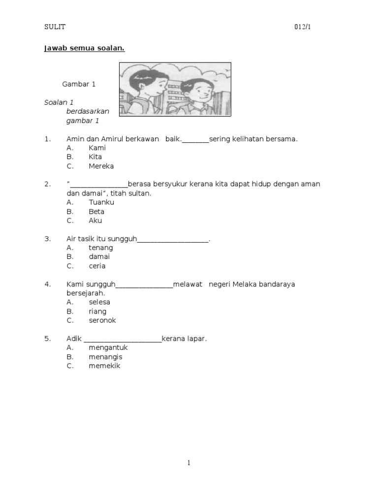 Sulit 012/1: Jawab semua soalan