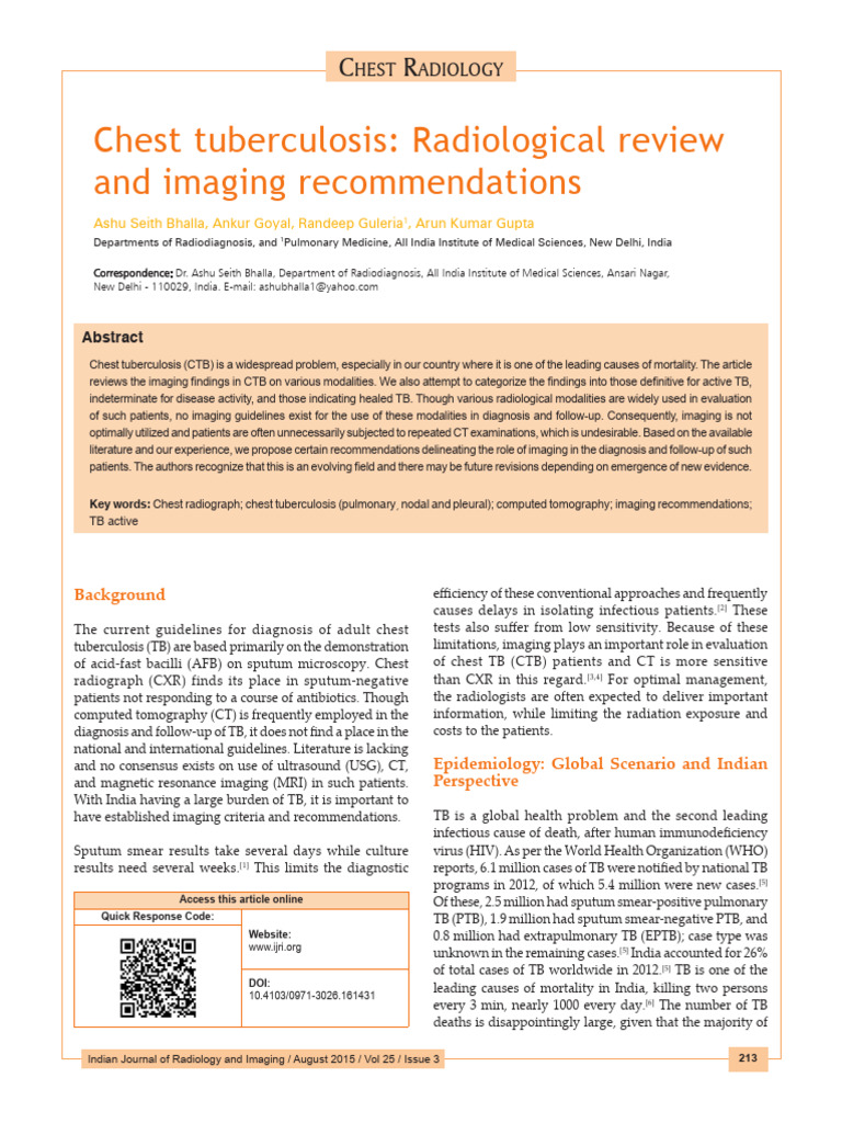 Imaging Guidelines for Chest Tuberculosis | PDF | Tuberculosis ...