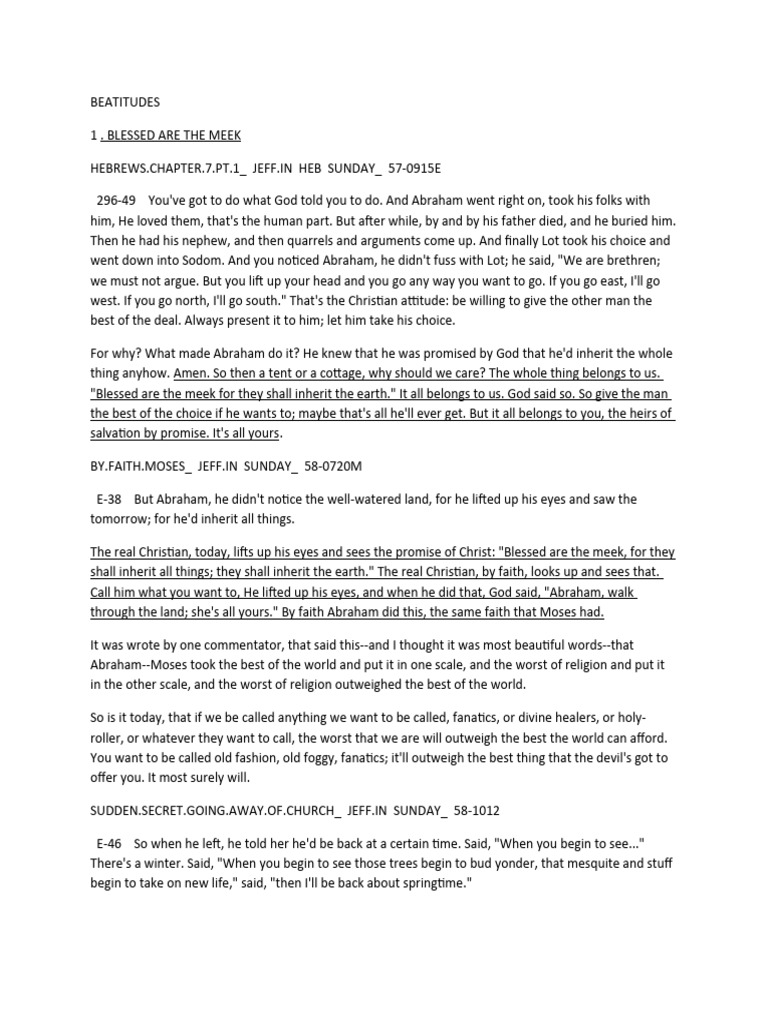 BEATITUDES | PDF | Abraham | Jesus