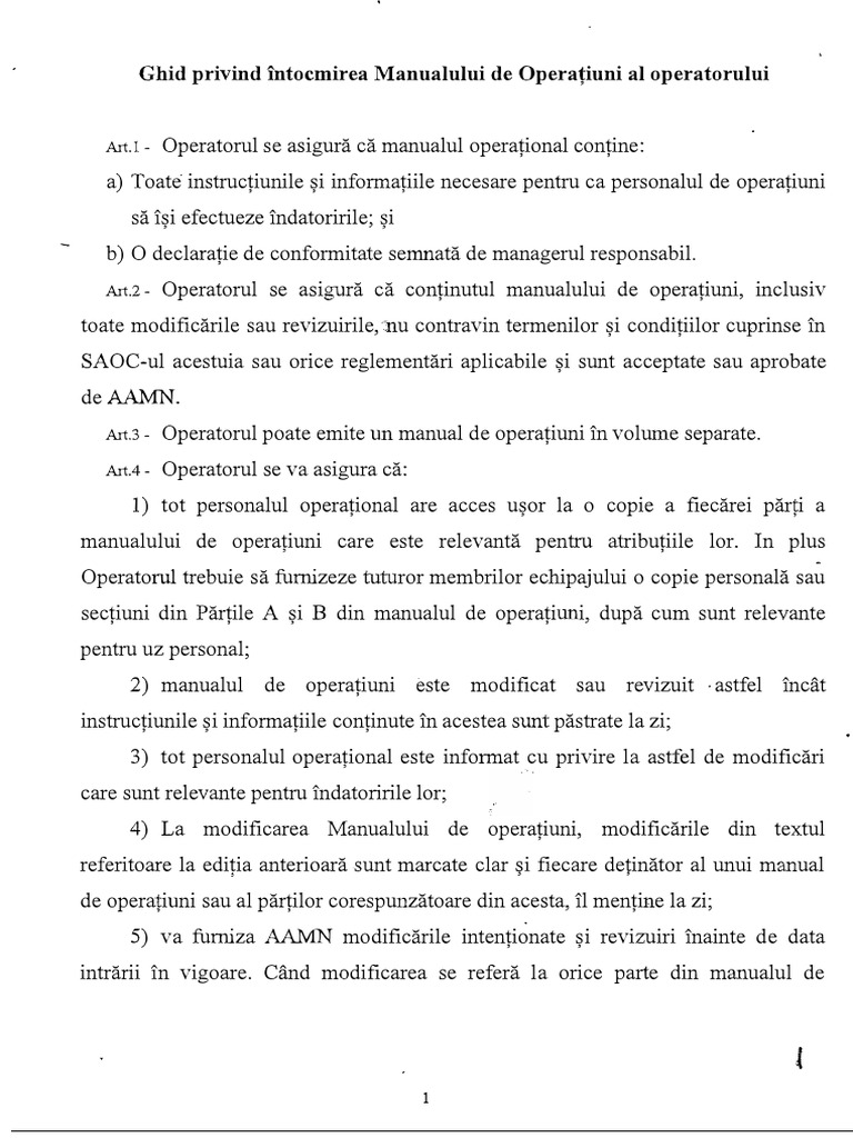 MANUAL OPERATIUNI | PDF