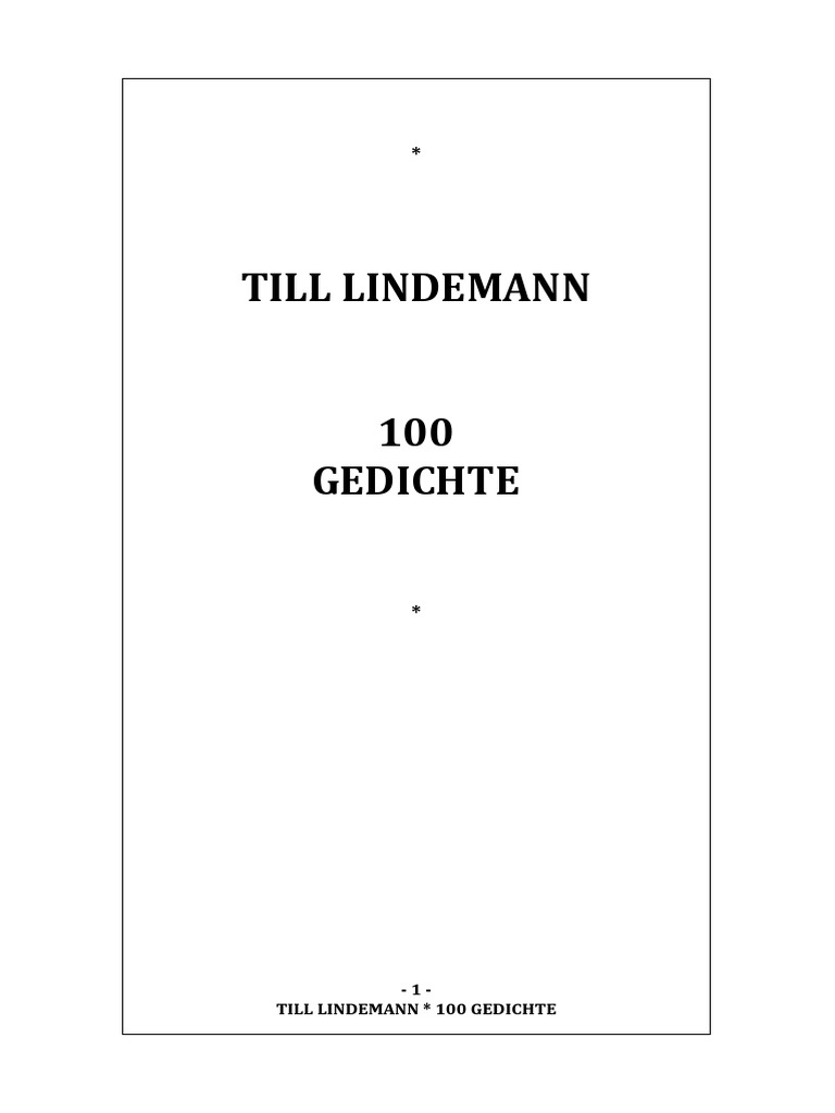 Till Lindemann 100 Gedichte (2020) (Eng Ues) PDF